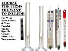 Beer Wine Moonshine Testing Kit - Thermometer Hydrometer Alcoholmeter LCD Jar