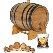 Aging Barrel with Wood Stand, Bung & Spigot - Mini Whiskey Barrels for The Home