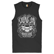 Git Yer Shine On Moonshine Whiskey Muscle Shirt XXX Mason Jars Drinking Men's