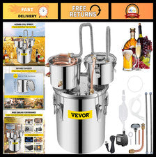3 Gallon Stainless Steel Alcohol Distiller Kit with Copper Tube & Thermometer -