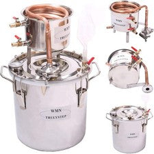 2 Pots Stainless Steel Still 5Gal Water Alcohol Distiller