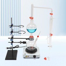 Organic Chemistry Lab Glassware Glass Kit Distillation Equipment Set 1000mL USA