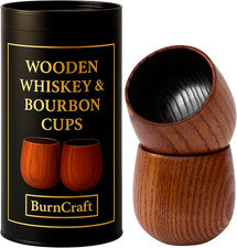 Charred Oak Bourbon Whiskey Glasses - Set of 2 Premium Tumbler Gift Set
