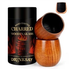 Charred Wooden Bourbon Glass – The Original Handcrafted Old Fashioned Whiskey...