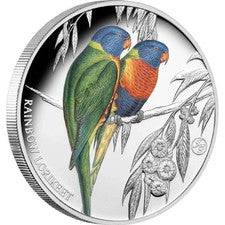 Niue 2024 RAINBOW LORIKEET Parrot John Gould Birds $1 Australia 1 Oz .999 Silver
