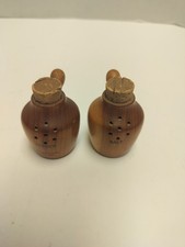 Vintage Wood Moonshine Jugs Jars Salt and Pepper Shakers Wooden Rib MT State Prk