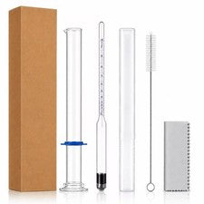 Alcohol Meter Kit 0200 Proof Tralle Hydrometer Test Jar for Distilling Moonshin