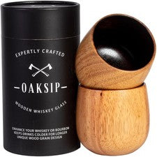 Elegant Charred Oak Whiskey Glass Set - A Distinctive Gift for Dads and Husbands