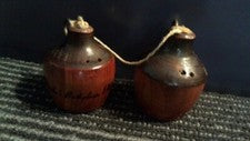 Vtg Wood Moonshine Jugs Jars Salt & Pepper Shakers Wooden - Lincoln's Birthplace