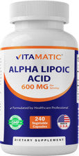 Vitamatic Alpha Lipoic Acid (ALA) 600mg Per Serving - 240 Vegetable Capsules