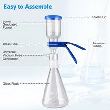 1000mL Lab Suction Filtering Kit Vacuum Filtration Distillation Apparatus Glass