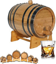 2 Liter Oak Aging Barrel with Wood Stand, Bung & Spigot - Mini Whiskey Barrels f