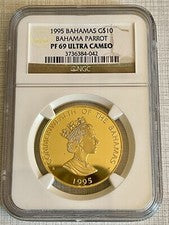 Bahamas 1995 Bahama Parrot $10 1/2 oz Gold NGC PF69 ULTRA CAMEO SKU# 3676