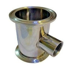 2" Stainless Tri Clamp x 1/2" female npt Tee for Distilling Thermometer Section