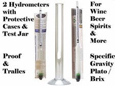 2 pk Hydrometer w/ 12" Test Jar Kit - Proof & SG Wine Beer Distilling Moonshine
