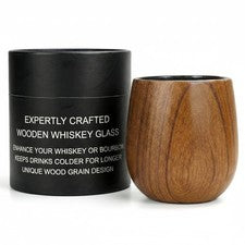 Charred Wooden Bourbon Drinking Glass, Rustic Oak Whiskey Tumbler for Neat Si...