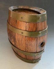 Antique 1933 Geraud Lafitte French Oak Wood Brass Wine Aging Barrel Keg Decanter