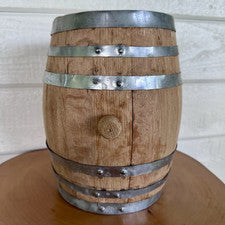 Vintage Mini Wooden Oak Aging Barrel Primitive Farmhouse Decor With Metal Hoops