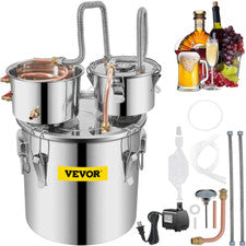 8 Gal. Alcohol Distiller Stainless Steel Double Thumper Keg Home Brewing Kit wit