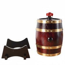 Wooden Wine Barrel Solid Wood Oak Aging Cask with Stand Reusable for Parties