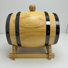 1L Wooden Oak Aging Barrel Whiskey Bourbon Wine Dispenser w/ Stand New Open Box