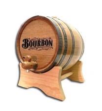 1 Gallon American Oak Bourbon Aging Barrel (5 Liter) with Wood Stand, Bung an...