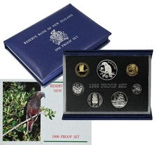 NEW ZEALAND 1996 Proof Set Including Silver $5 Kaka (Bush Parrot)