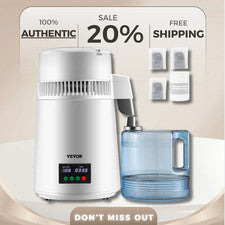 VEVOR 750W Digital Water Distiller Countertop Purifier 6.3 Gal/D White New