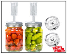 Fermentation Kit - 2 Upgraded Lids and 2 Glass Weights for 86MM Wide Mouth Mason