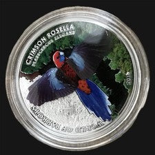 2014 Cook Islands World of Parrots: Crimson Rosella - 20 g Prooflike .925 Silver