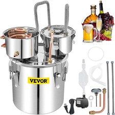 Alcohol Still, 13.2Gal / 50L Stainless Steel Water Alcohol Distiller Copper Tub