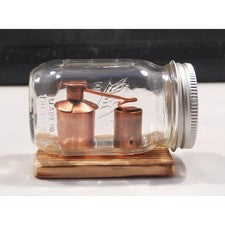 Tiny Copper Moonshine Liquor Still Replica Model Inside Small Glass Mason Jar